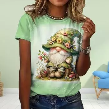 Модная женская футболка с рисунком Санта-Клауса в виде шляпы, забавная повседневная футболка с круглым вырезом и короткими рукавами, летняя женская футболка XS жёлтый