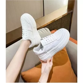 Fashion Women Casual Board Shoes Women s Spring/Autumn New Flats Single Shoe Versatile Thick Soled Sneakers Woman Shoe Trainers platform 35 белый