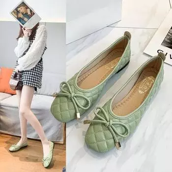 fashion Women Casual Boat Shoes Stretch Fabric Ballet Flats Butterfly-Knot Breathable Square Toe Slip on Loafers Shallow 35 чёрный
