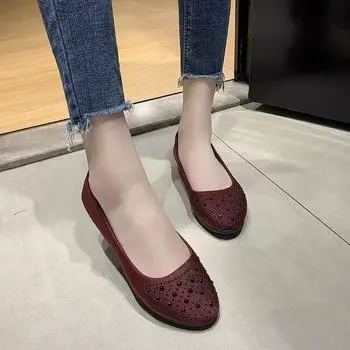 модные женские повседневные туфли на плоской подошве весна-осень плоские мокасины удобные женские туфли слипоны мягкие туфли на плоской подошве со стразами большой размер 43 35 чёрный