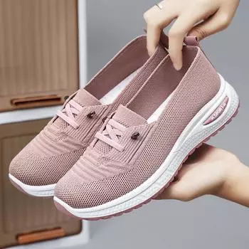 Fashion Women Casual Shoes Fashion Breathable Walking Mesh Flat Shoes Sneakers Women 2024 Gym Vulcanized Shoes Pink Female Footwear 36 розовый