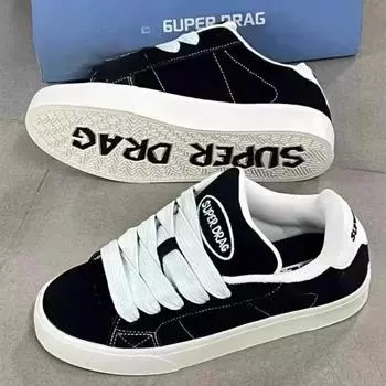 Fashion Women Casual Shoes Low Cut Lace-Up Leisure Sneakers Outdoor Comfortable Non-Slip Female Flats Trainers zapatos de mujer 35 чёрный