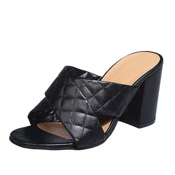 модные женские босоножки с перекрестными ремешками, клетчатые босоножки на танкетке, женские туфли на высоком каблуке, сексуальные женские туфли-лодочки, модные летние тапочки, легкие повседневные сандалии 35 чёрный
