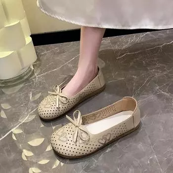 Fashion Women Cute Sweet Spring Autumn Slip on Flat Shoes Lady Casual White Cloth Shoes Lady Comfortable Nurse Work Shoes Plus Siz 41 42 35 бежевый