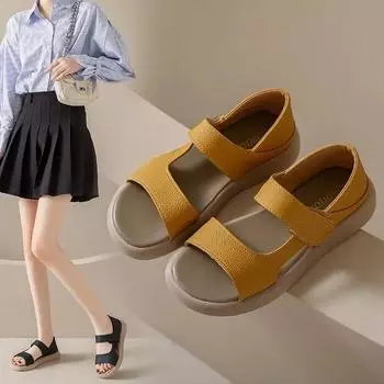 Fashion Women Fashion Leather Casual Comfortable Shoe 2024 New Summer Women s Thick-sole Roman Sandals Platform Shoes Flip Flops 42 35