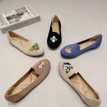 модные женские туфли на плоской подошве вязаные модные туфли с круглым носком женские туфли без застежек на плоской подошве повседневные туфли балетки женские легкие удобные туфли Zapatillas 34 синий