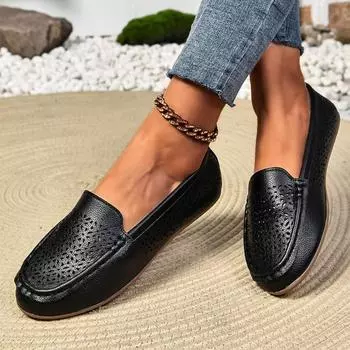 Fashion Women Flats 2024 New Spring Fashion Low Heel Flats Office Slip on Casual Women Classic Round Toed Single Shoes Zapatos De Mujer 36 чёрный