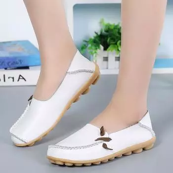 Fashion Women Flats Spring Summer New Women Loafers Round Toe Ballet Ladies Casual Shoes Ladies Slip-on Moccasins Zapatos Mujer Size 44 34 бежевый