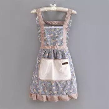 Fashion Women Floral Apron Cooking Female Adult Waist Thin Breathable Male Work Cotton Canvas Floral Style Home Kitchen Tools зелёный