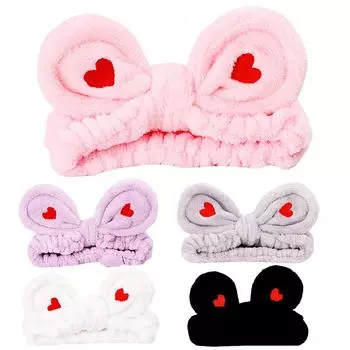 Модная женская девушка милая плюшевая повязка для волос для макияжа эластичный аксессуар для волос Black