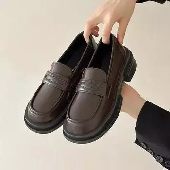 Модные женские туфли на каблуках, коричневые, черные, британские, женские, кожаные туфли, роскошные, лакированные, туфли-лодочки на квадратном каблуке JK Uniform Shoes EUR 35 чёрный
