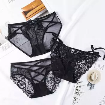Fashion Women Hoolow Mesh Transparent Low waist Briefs Lace Panties Lingerie Sexy 04
