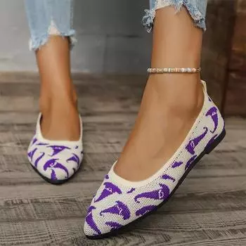 Fashion Women Knitting Pointed Toe Shallow Flats Loafers Shoes Sexy 2024 Autumn Fashion New Casual Shoes Walking Dress Trend Femme Shoes 36