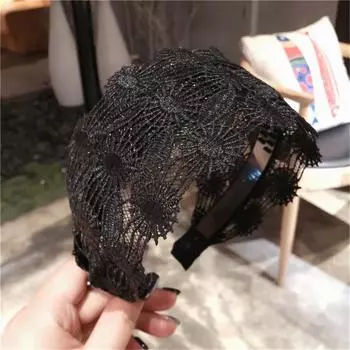 Fashion Women Lace Hairbands Wide Hair Hoop No-slip Lady Flower Hollow Headbands with Teeth Elegant Female Hair Accessories Size fits all