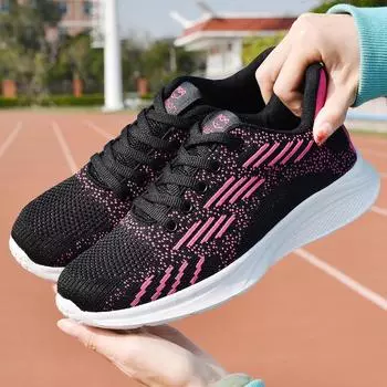 Модные женские легкие кроссовки для бега, спортивная обувь для активного отдыха, дышащая сетка, удобные кроссовки на воздушной подушке со шнуровкой 35 розовый