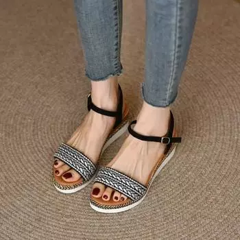 Fashion Women Lightweight Wedges Sandals Female Fashion Platform Shoes Ladies Platform Casual Beach Outdoor Sandalias Mujer 2024 36 чёрный