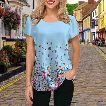 Модная женская футболка с принтом маленькой бабочки, забавная повседневная футболка с круглым вырезом и короткими рукавами, летняя женская футболка XS фиолетовый