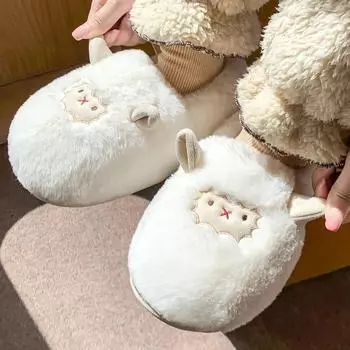 Fashion Women Lovely Cartoon Lamb Slippers Winter Plush Warm Indoor Cotton Shoes Floor Anti Slip Home Lamb Slippers Soft Bottom Slipper 36 -37 коричневый