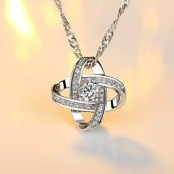 Модное женское ожерелье с подвеской Женское супер-флеш-ожерелье с цирконием AAA Heart of Eternity, посеребренное ожерелье