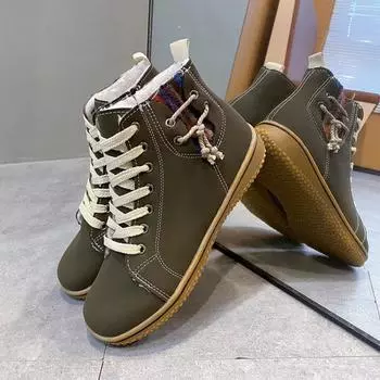 Модные женские ботинки для походов в горы, легкие походные ботинки для скалолазания, нескользящие зимние плюшевые теплые ботинки на шнуровке, кроссовки 37 армия зеленый