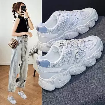 Fashion Women Platform Shoes 2024 New Chunky Sneakers for Woman Lace-up Tenis Vulcanize Shoes Casual Fashion Dad Shoes Zapatos De Mujer 35 чёрный