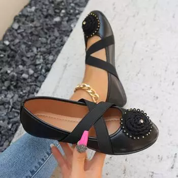 Fashion Women Pointed Toe Flat Shoes Solid Color Knitted Slip on Casual Breathable Ballet Flats Women Flat Loafers Women Lolita Shoes 36 абрикосовый