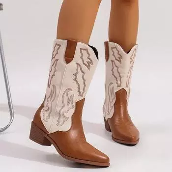 Модные женские туфли с острым носком и средней длиной до икры, ботинки челси на среднем каблуке, зимняя дизайнерская обувь 2024 года, туфли-лодочки для вечеринок, сексуальное платье, Mujer Zapatos 36 светло-коричневого