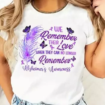 Fashion Women Purple Feather Letters Print T Shirt Funny Casual O-neck Short Sleeves T-shirt Summer Female Tee Shirt XS фиолетовый