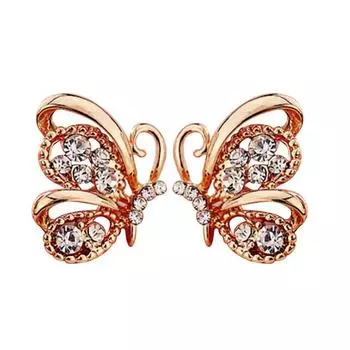 Fashion Women Rhinestone Butterfly Shape Stud Earrings Celebrity Eardrop Jewelry ARI белый