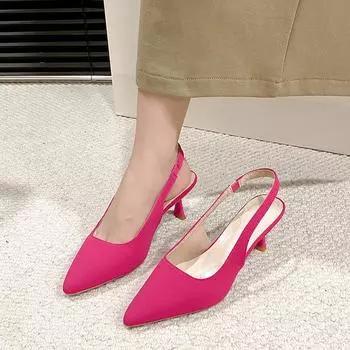 мода Женщины Стразы Высокие каблуки Женские туфли-лодочки Каблук Босоножки Модные женские туфли на шпильках Slingback Пуанты Свадебные 39 бежевый