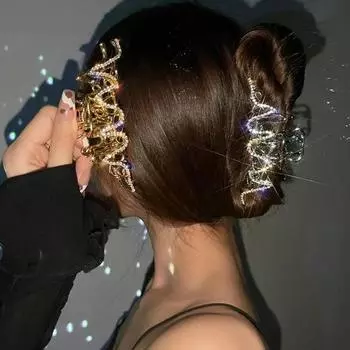 Fashion Women Rhinestone Metal Crab Clip Girl Shiny Crystal Hair Accessories Gentle Temperament Lady Gift Hair Clips Gifts золотой