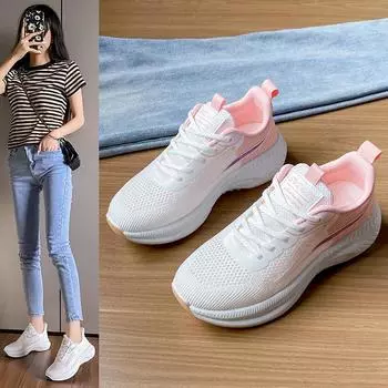 Модные женские кроссовки для бега, дышащая повседневная обувь, легкая белая теннисная спортивная обувь, повседневные кроссовки для ходьбы для женщин 35 розовый