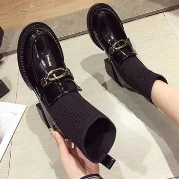 Fashion Women s Ankle Boots Black Booties Heeled Sock Footwear Short Shoes for Woman Round Toe Very High Heels Leather Designer Luxury 35