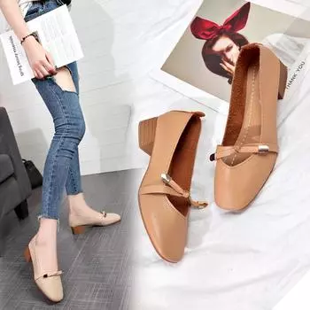 Fashion Women s Ballet Flats Soft Leather Women s Shallow Slip-on Loafers Bow Casual Comfortable Women s 35 бежевый