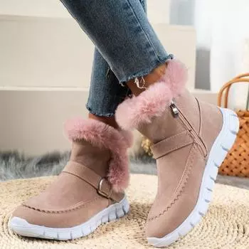 Fashion women s boots 2024 Martin boots new winter Korean version thickened short boots velvet warm flat cotton shoes women 36 серый