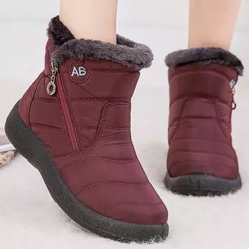 fashion Women s Boots Classic Ankle Boots For Women Waterproof Snow Boots Fur Warm Winter Shoes Women Black Rubber Winter Botas Mujer 35 чёрный