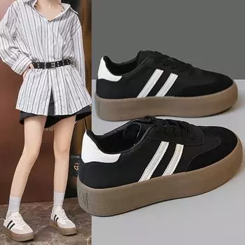 Модная женская повседневная спортивная обувь для активного отдыха 2024 года, спортивная обувь со шнуровкой и круглым носком, вулканизированная обувь 35 бежевый