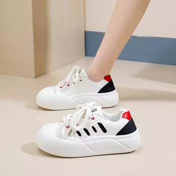 fashion Women s Casual Shoes Fashionable Breathable Walking Mesh Flat Sneakers Women s 2024 Vulcanized White Women s Shoes 35 чёрный