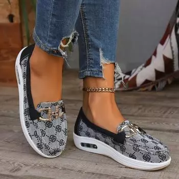 Fashion Women s Casual Thick-soled Shoes 2024 Spring and Autumn Designer Comfortable Non-slip Women s Wedge-heeled Thick-soled Sneakers 36 чёрный