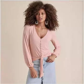Fashion Women s Casual Tops Autumn Pink Knit Long Sleeve Short Cardigan Comfortable and Versatile T-shirt for Ladies Elegant Women s Clothing S розовый