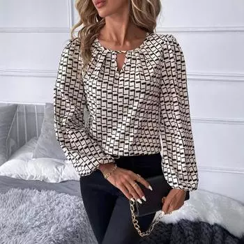 Модные женские повседневные топы, темпераментная элегантная рубашка с длинным рукавом, удобная и универсальная футболка для женщин, элегантная женская одежда S абрикосовый