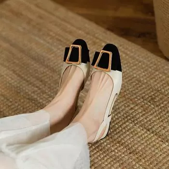 Fashion Women s Colorblock Flat Shoes, Elegant Cutout Design Slip On Shoes, Versatile Dress Shoes 2024 35 абрикосовый