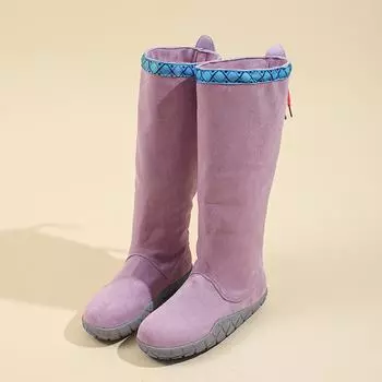 Fashion Women s Fashion Flat Cotton Boots Winter New Round Head Suede Soft Sole Anti-slip Wear-resistant High Boots 35 фиолетовый