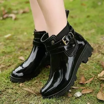 Fashion Women s Fashion Rainboots Waterproof Shoes Woman Mud Water Shoes Rubber Lace Up PVC Ankle Boots Sewing Rain Boots plus size968 35 красный