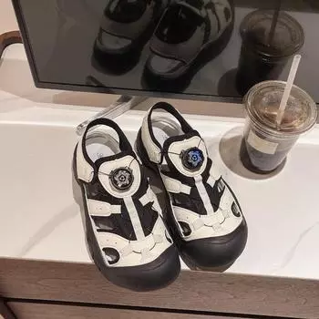 Fashion Women s Fashion Sandals Autumn New Round Head Hollow Breathable Soft Sole Beach Sneakers 35 бежевый