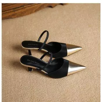 Модные женские модные босоножки Босоножки летние новые остроносые сандалии с тонким каблуком и неглубоким носком 34 белый