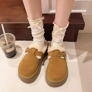 fashion Women s Flats Slippers Winter Warm Short Plush 2024 High Quality New Fashion Soft Bottom Ladies Shoes Zapatos Para Mujeres 35 жёлтый