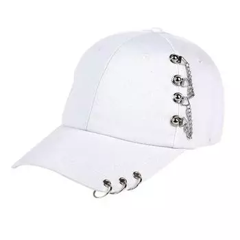 Fashion Women s Hats Metal Ring Hip-Hop Baseball Cap Anti-UV White All yards