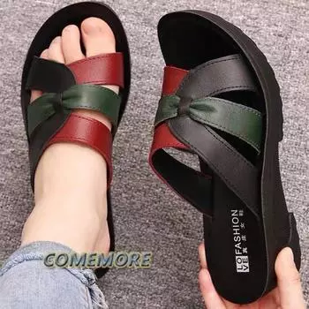 Fashion Women s High Heel Wedge Slippers 2024 Summer Retro Open Toe Slides Shoes for Women Outdoor Casual Ladies Slippers Female Sandals 35 чёрный