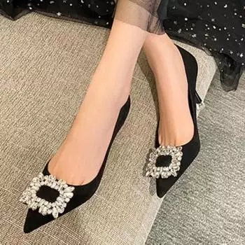 Модные женские туфли на высоком каблуке, модные дизайнерские босоножки со стразами, однотонные, простые, для дома, сексуальные, с острым носком, туфли на шпильках, женские, размеры 34-39, Zapatos 34